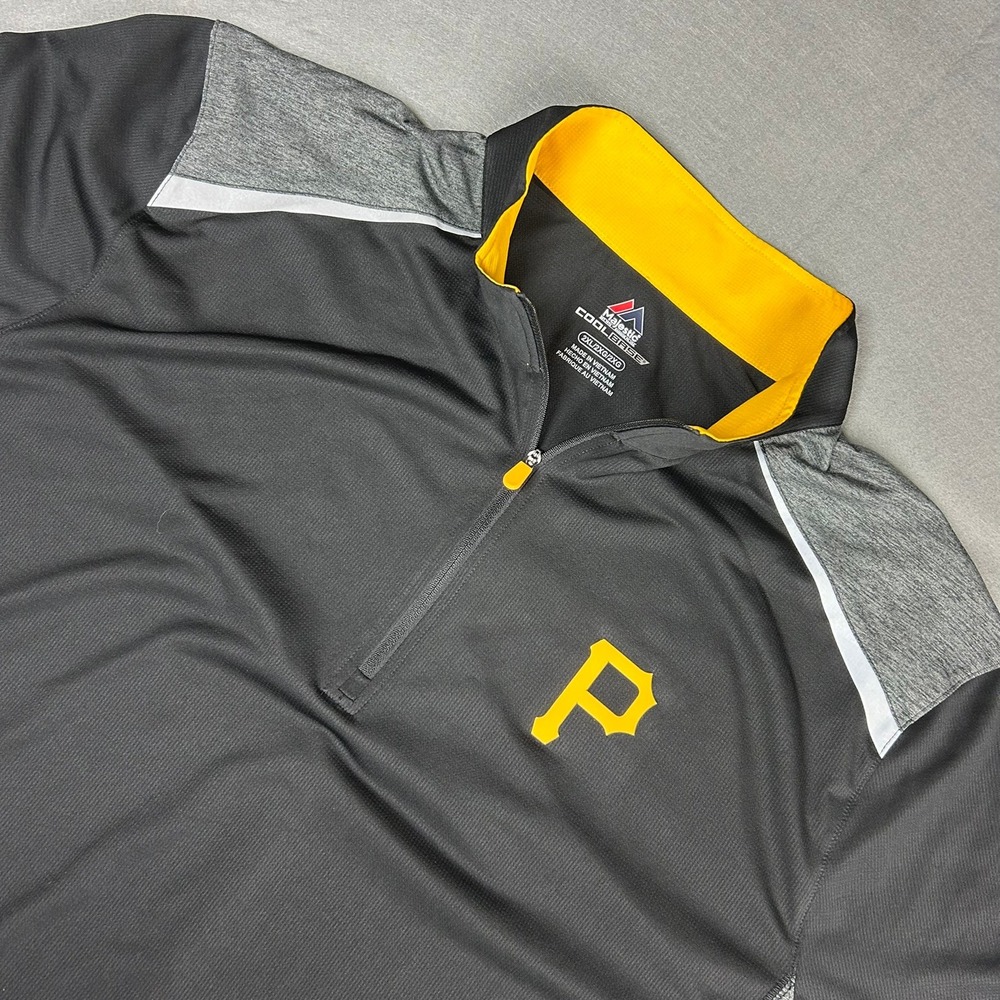 Majestic Pittsburgh Pirates Quarter Zip Pullover Mens 2XL Black